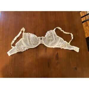 Natori Sheer Embroidered Underwire Balconette Bra – 34DD – Ivory